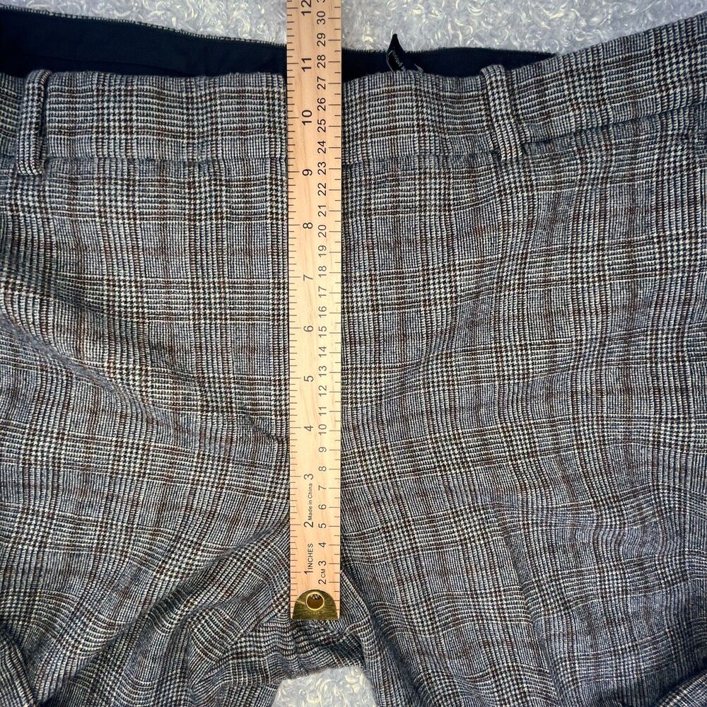 Theory Treeca 2 Maple Traceable Wool Pants 14 Gray Plaid Tapered Crop Trousers - Picture 5 of 14